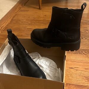 UGG Black Buckle Leather Boots size 7